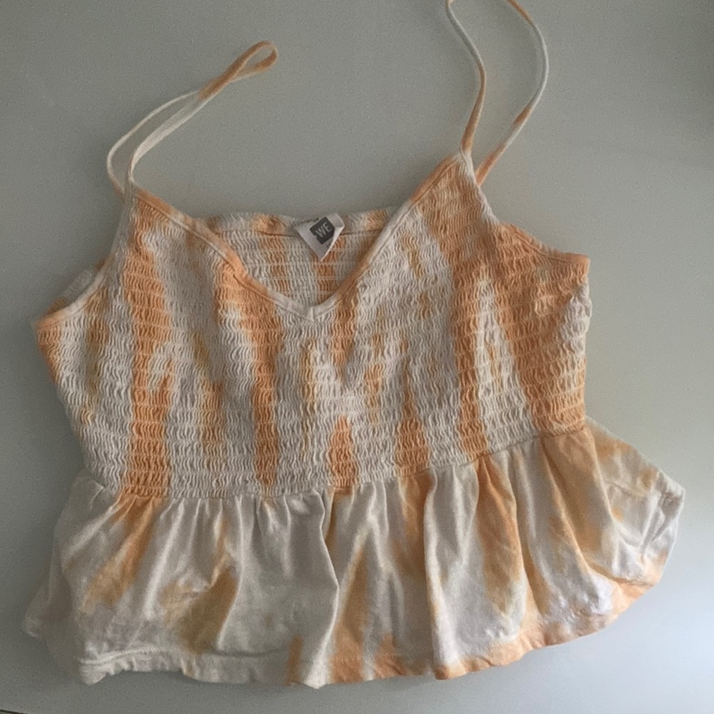 Tie dye orange and white tank top